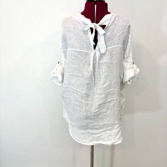 Viola Borgchi Itali Linen Top Long sleeve top V-neck Loose Fit Top Tunic sz L - Picture 6 of 9